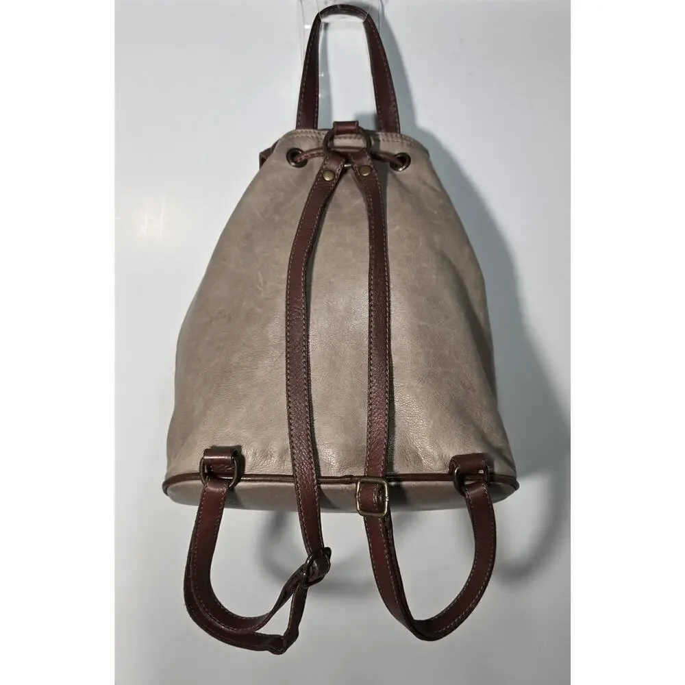 Taupe/Brown Leather Backpack Purse Vintage Made in Italy